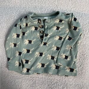 Tea Collection Sushi Cat Long Sleeve Henley, 3-6M